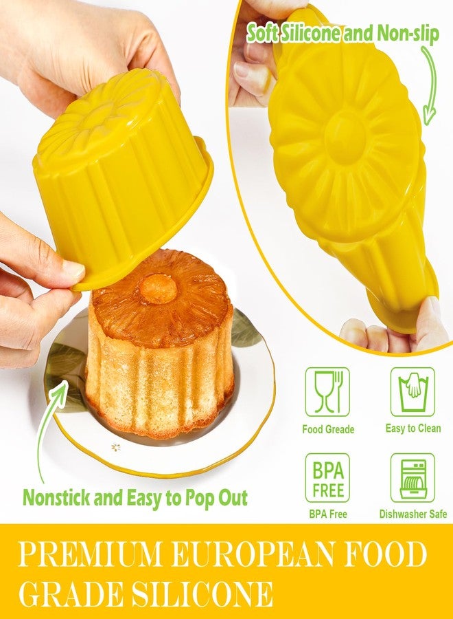KOLUTI Pineapple Upside Down Cake Pan Set of 6, Nonstick Silicone Round Cake Mold Cups, Small and Stackable Homemade Decorative Baking Cup Oven Safe (3.8"X3.8"X2.3"), Dishwasher Friendly - Image 5